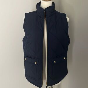 J. Crew Dark Blue Quilted Vest with Gold Details. Never worn.